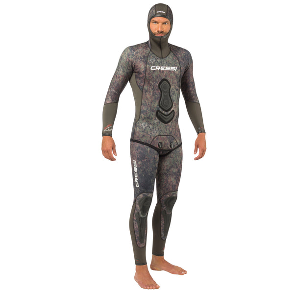 Open Box Cressi 5mm Mens Seppia 1-piece Freediving Wetsuit - Camo Grey - Medium/3 (Top Only, Without Pants) - DIPNDIVE