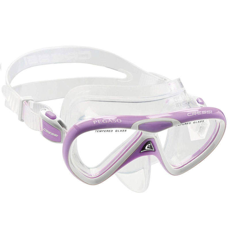 Open Box Cressi Junior Rocks Dry Mask Fin Snorkel Set-Lilac / White-Small / Medium - DIPNDIVE