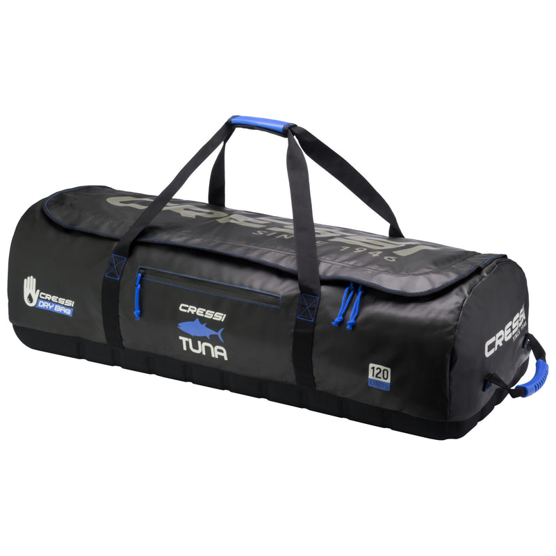 Open Box Cressi Tuna Dry Wheeled Bag - Black/Blue - DIPNDIVE