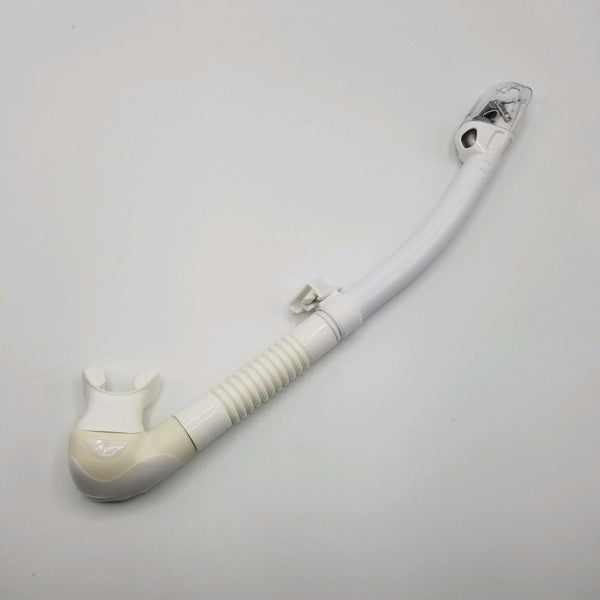 Used Tusa Hyperdry Elite II Dry Snorkel - White Silicone/White Pipe - DIPNDIVE