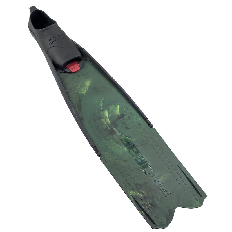 Used Seac Motus Camo Long Free Diving Soft and Powerful Fins for Spearfishing, Green Camouflage, Size: 5.5-6.5 / 39-40