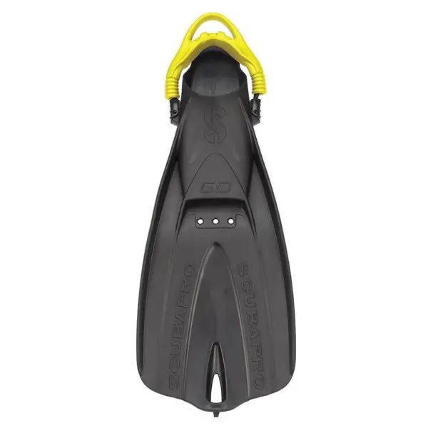 Used ScubaPro GO Travel Fin W/colored Bungee Strap - Black/Yellow - Medium/Large