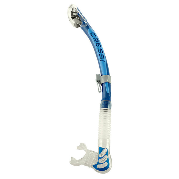 Open Box Cressi Alpha Dry Adult Size Snorkel - Blue / Blue / Clear - DIPNDIVE