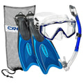 Cressi Pano 3 Mask - Supernova Dry Snorkel - Palau Fins Snorkel Set - DIPNDIVE