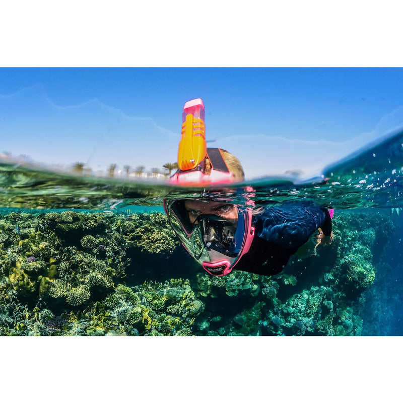 Open Box Ocean Reef ARIA QR+ Full Face Snorkeling Mask, Pink, Size: Small/Medium