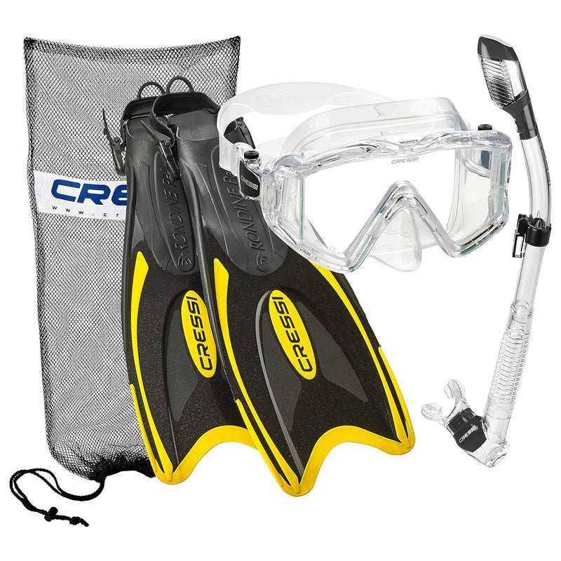 Cressi Pano 3 Mask - Supernova Dry Snorkel - Palau Fins Snorkel Set - DIPNDIVE