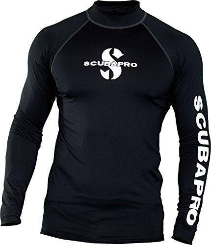 Open Box ScubaPro Men's UPF 50 Long Sleeve Rash Guard - Large - Black - DIPNDIVE