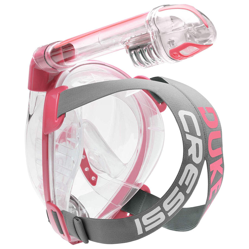 Used Cressi Duke Dry Full Face Mask, Clear/Pink, Size: Medium/Large