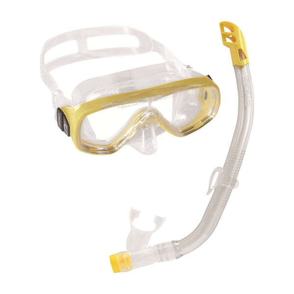 Used Cressi Ondina Mask And Top Snorkel Combo Set - Clear/Yellow