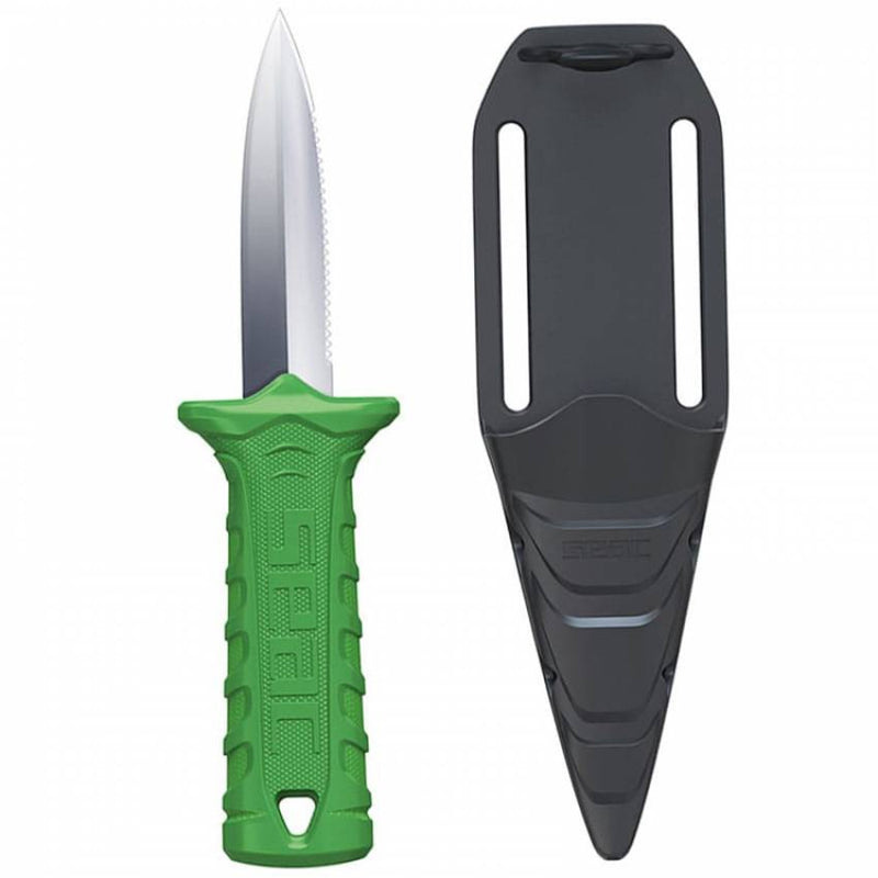 Open Box Seac Samurai Tactical Dive Knife for Scuba Diving, Snorkeling and Water Sports - Green