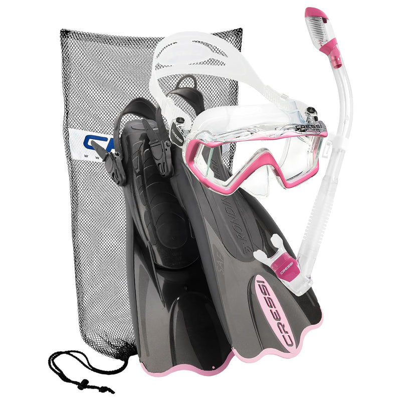 Cressi Pano 3 Mask - Supernova Dry Snorkel - Palau SAF Fins Snorkel Set - DIPNDIVE