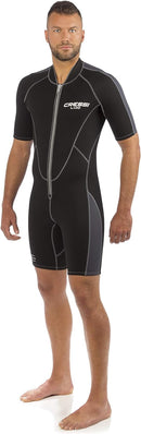 Open Box Cressi 2mm Mens Lido Short Front Zip Wetsuit, Black/Grey Size: X-Large - DIPNDIVE