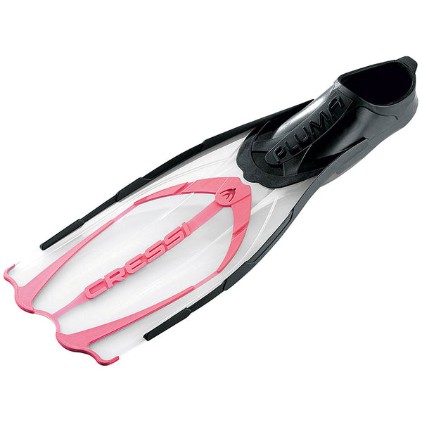 Used Cressi Pluma Full Foot Fins-Clear / Pink 3.5-4.5 - DIPNDIVE