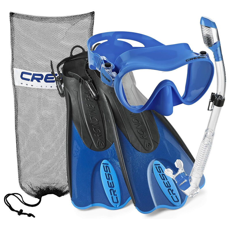 Cressi F1 Mask - Supernova Dry Snorkel - Palau SAF Fins Snorkel Set - DIPNDIVE