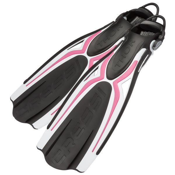 Used Cressi Thor EBS Dive Fins - White / Pink - Small/Medium - DIPNDIVE