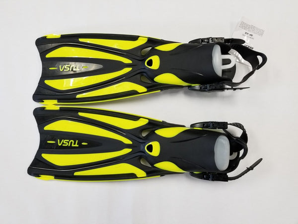 Used Tusa Open Heel Solla Dive Fins-Yellow-Small - DIPNDIVE