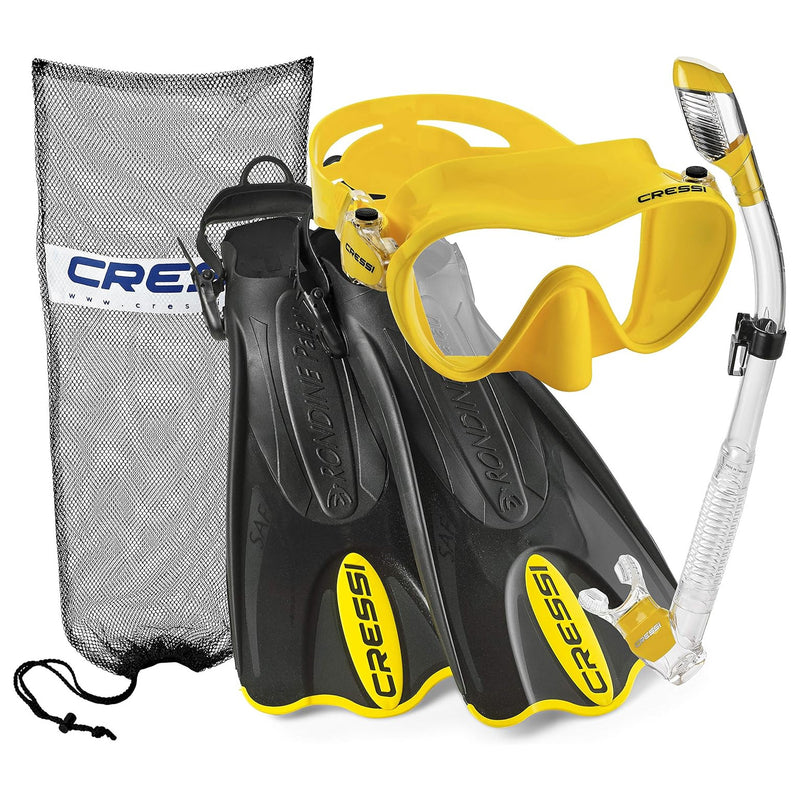 Cressi F1 Mask - Supernova Dry Snorkel - Palau SAF Fins Snorkel Set - DIPNDIVE