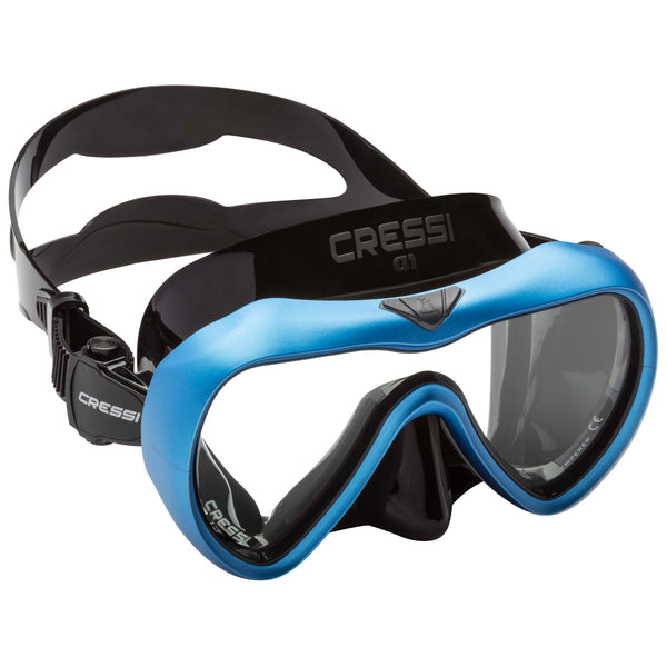 Open Box Cressi A1 Dive Mask - Black/Blue - Clear Anti-Fog Lens