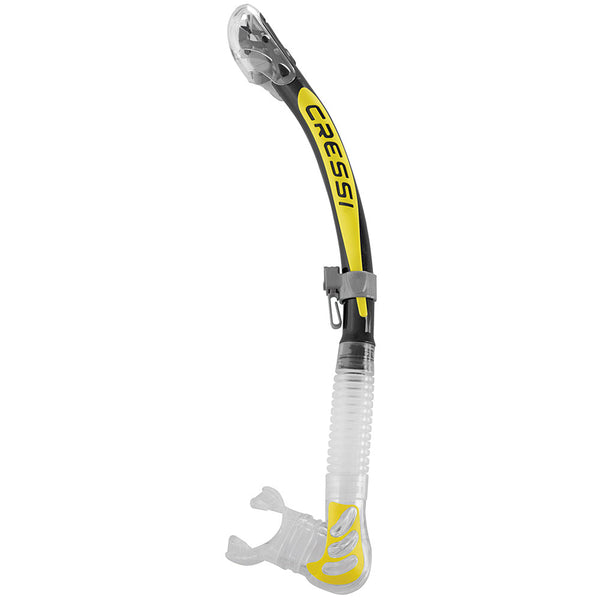 Open Box Cressi Alpha Dry Adult Size Snorkel - Black / Yellow / Clear - DIPNDIVE