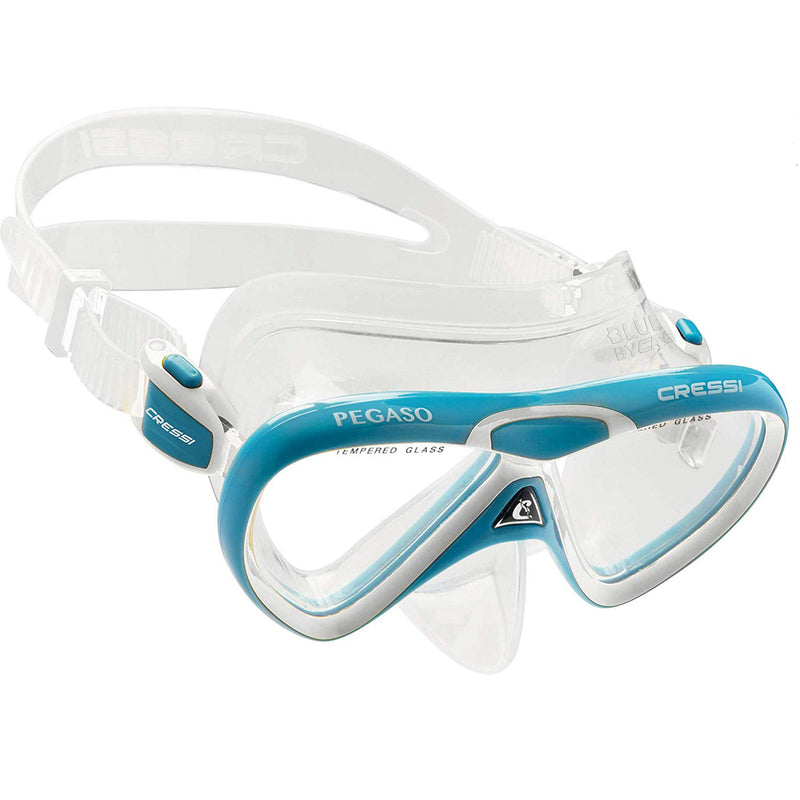 Used Cressi Junior Rocks Dry Mask Fin Snorkel Set-Blue/ White-Small/Medium - DIPNDIVE