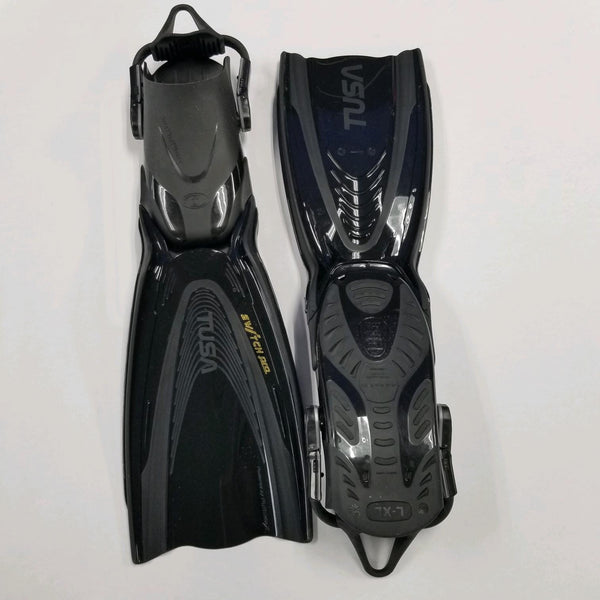 Open Box Tusa HyFlex Switch Pro Dive Fins, Black/Black, Size: L/XL