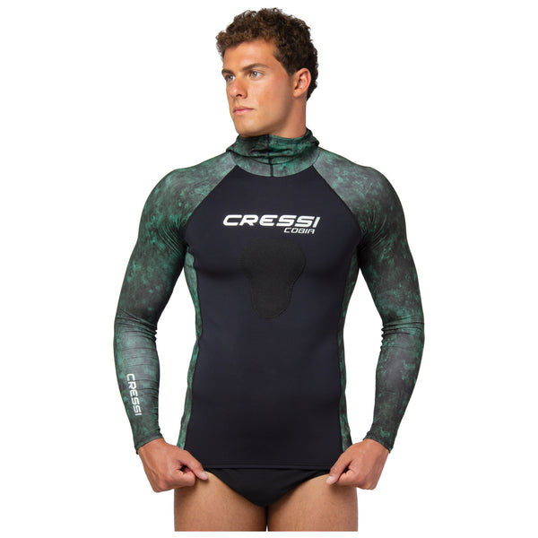 Open Box Cressi Cobia Hooded Top Rash Guard - Green - 3X-Large