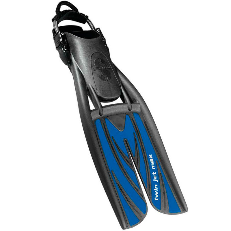 Used ScubaPro Twin Jet Max Scuba Diving Fins - Medium - Blue - US M:9-10 / W:10-11 - DIPNDIVE