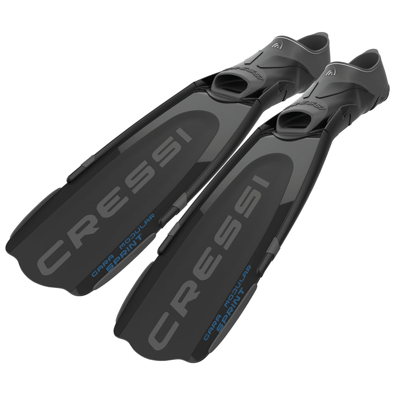 Used Cressi Gara Modular Sprint Scuba Diving Fins - Black - 42/43