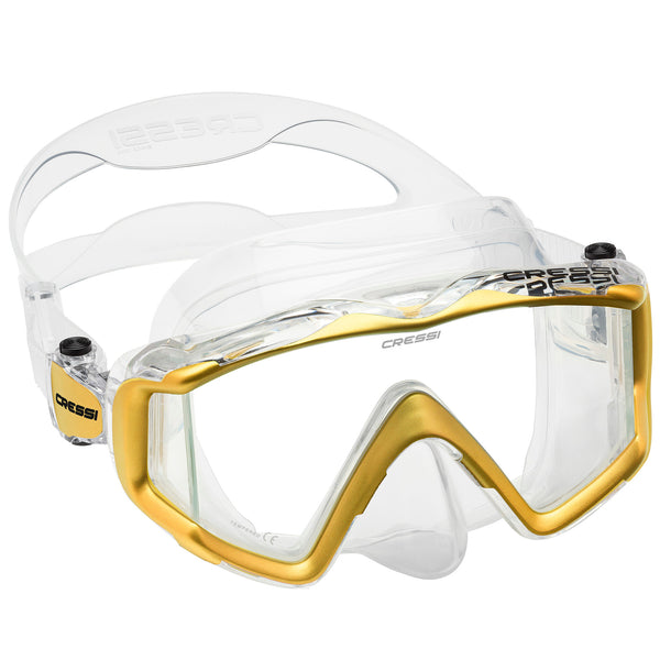 Used Cressi Liberty Triside SPE Dive Mask - Clear/Gold - DIPNDIVE