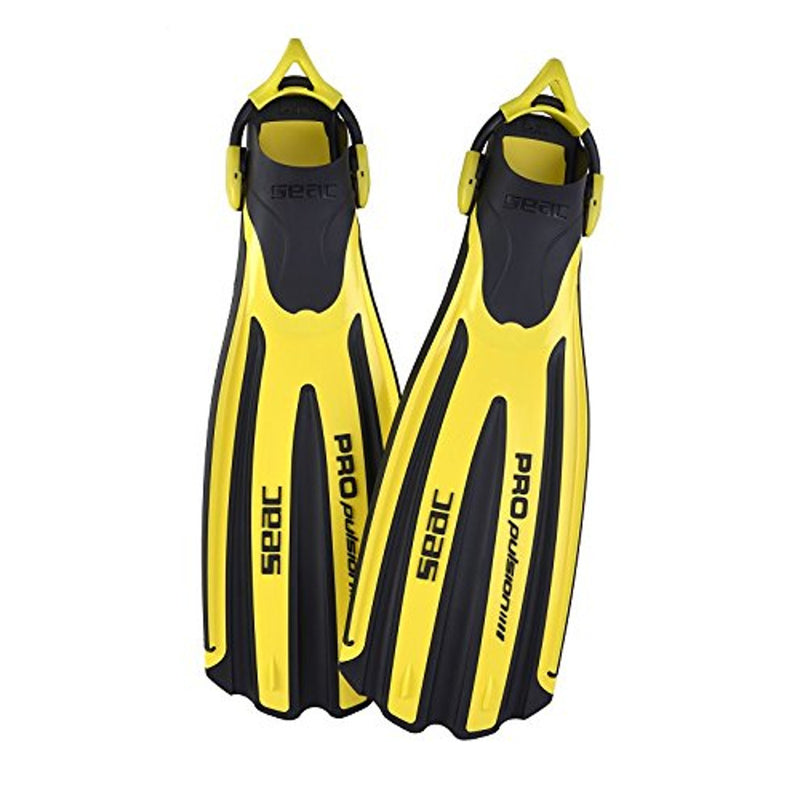 Used Seac Propulsion S Open Heel Scuba Diving Fins - Yellow, S/M - DIPNDIVE