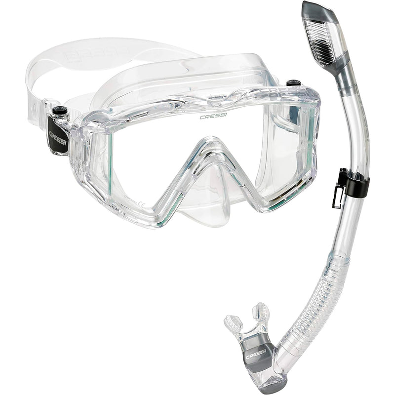 Used Cressi Pano 4 Dive Mask and Supernova Dry Snorkel Combo - Clear/Clear