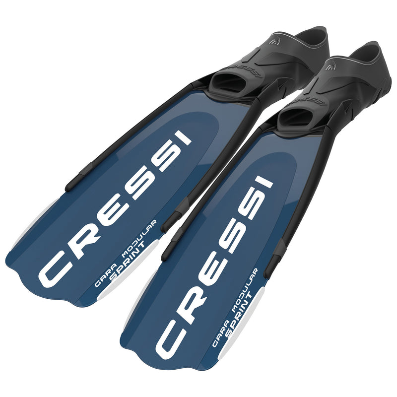 Used Cressi Gara Modular Sprint Scuba Diving Fins - Blue Metal - 44/45