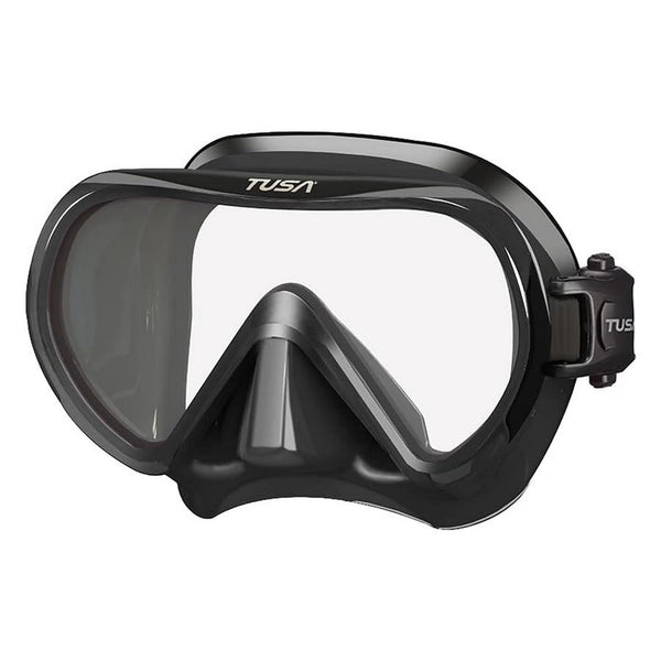 Open Box Tusa Ino Scuba Diving Mask - Black Silicone/Black - DIPNDIVE