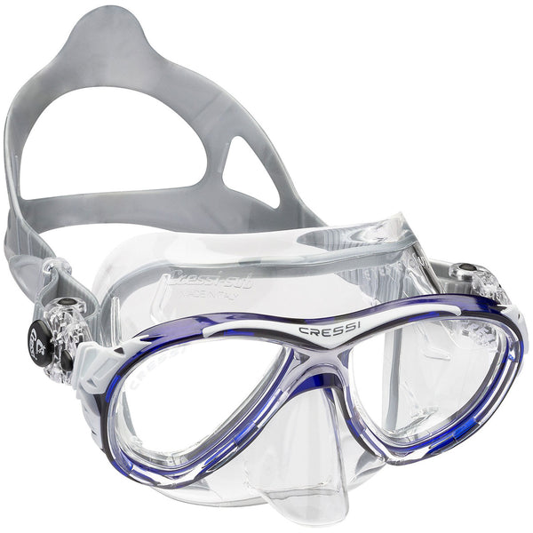 Used Cressi Eyes Evolution Crystal Adult Size Scuba Mask-Blue / Crystal - DIPNDIVE