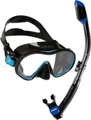 Used Cressi F-Dual and Supernova Dry Snorkel Combo - Black/Blue - DIPNDIVE