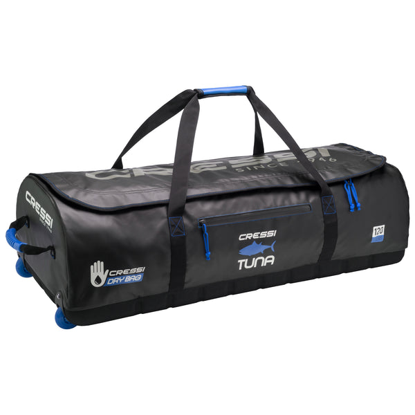 Open Box Cressi Tuna Dry Wheeled Bag - Black/Blue - DIPNDIVE