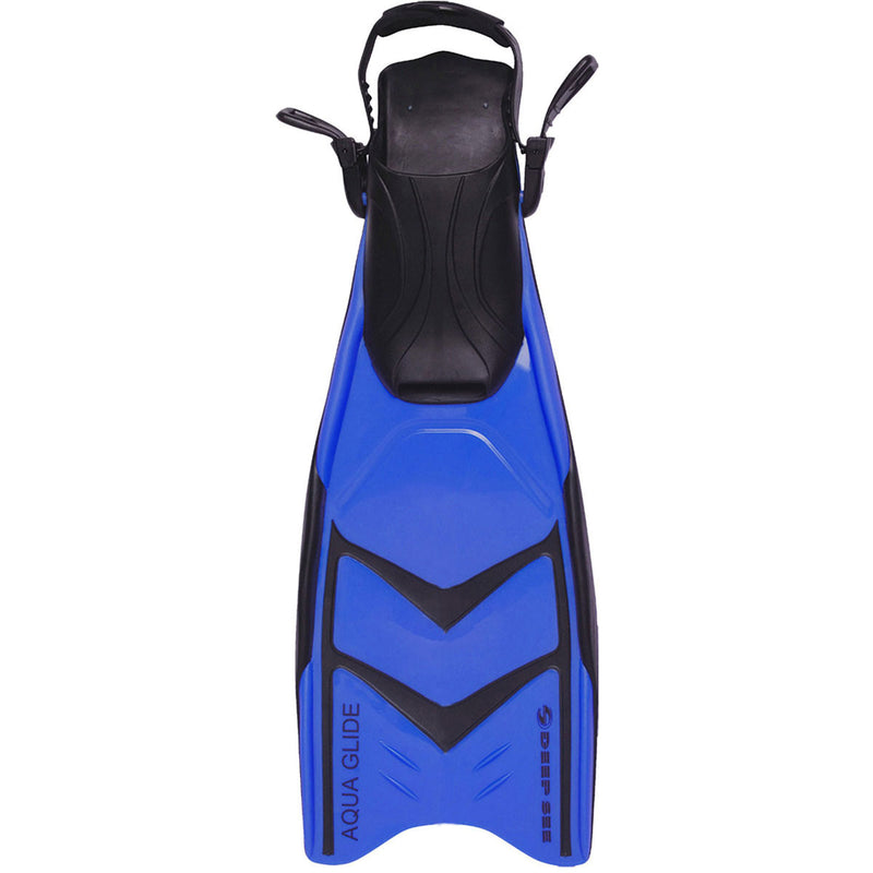 Used Deep See Aqua Glide Snorkeling Fins, Blue, Size: Large 9-12 - DIPNDIVE