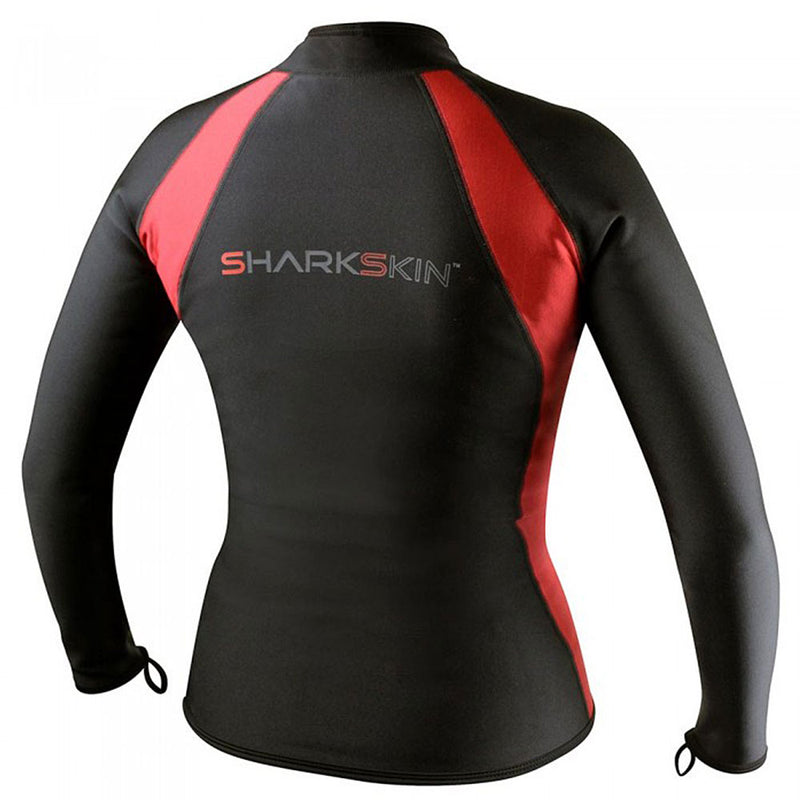 Open Box Sharkskin Womens Chillproof Long Sleeve Full Zip Shirt-Black/Red, US 00, EU XXS - DIPNDIVE