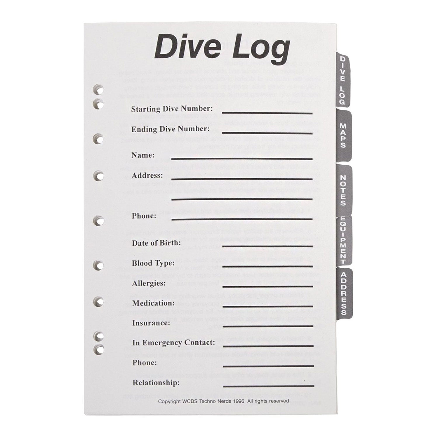 Trident Log Book Refill Pages Full Log Book Set - DIPNDIVE