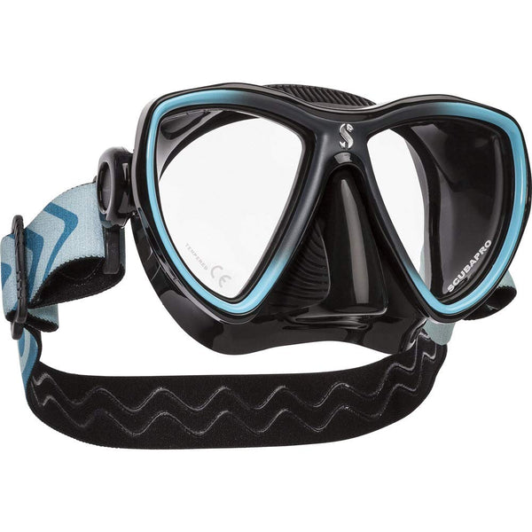 Open Box ScubaPro Synergy Mini Mask - Black/Turquoise/Silver - DIPNDIVE