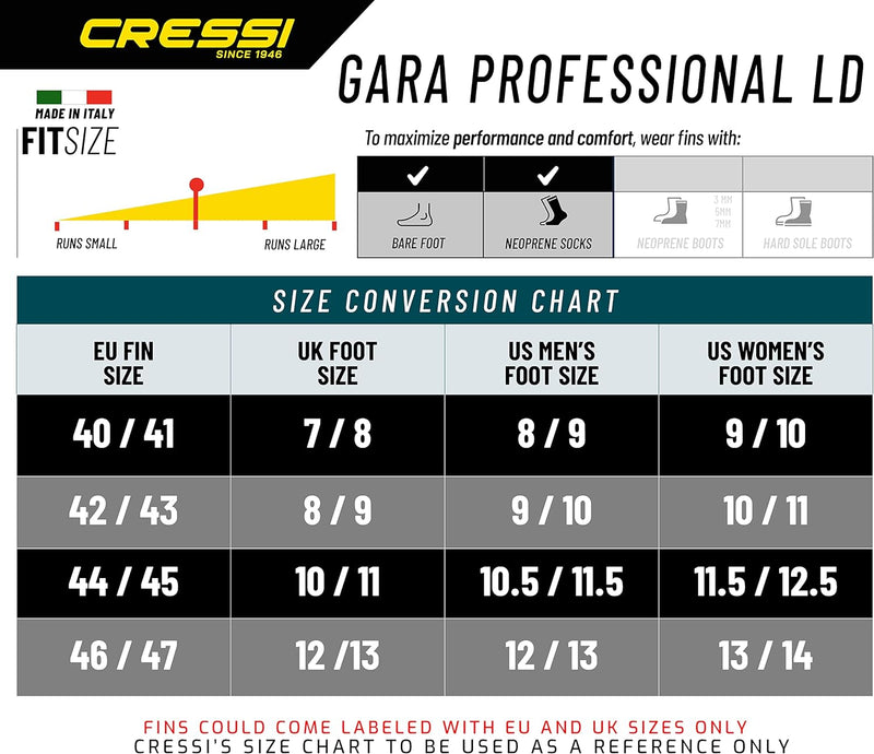 Used Cressi Gara Professional Set 2.0, Size: 42/43 - DIPNDIVE