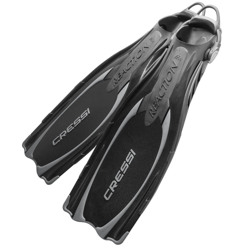 Open Box Cressi Reaction EBS Open Heel Dive Fins - Black / Silver, Size: X-Small/Small - DIPNDIVE