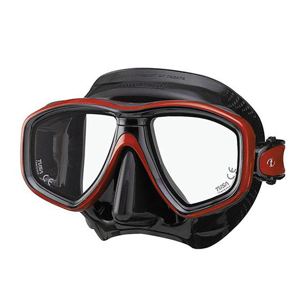 Used Tusa M-212 Freedom CEOS Scuba Diving Mask - Black/Metallic Dark Red - DIPNDIVE