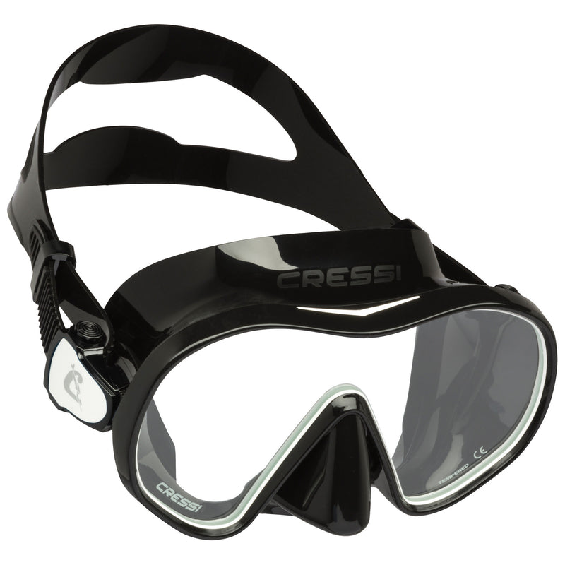 Used Cressi F-Dual Single Lens Frameless Scuba Mask - Black/White - DIPNDIVE