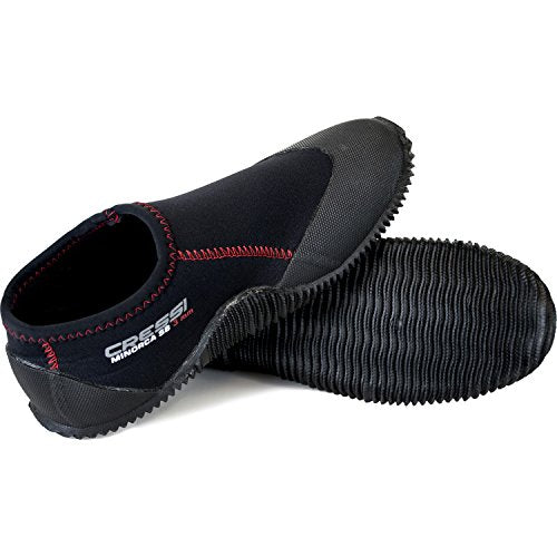 Used Cressi Minorca Short 3mm Dive Boots (Black/Red, US Men's 11 | US Women's 12) - DIPNDIVE