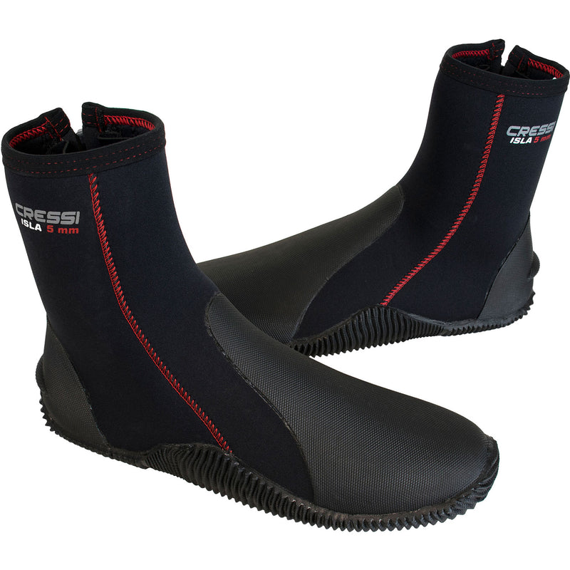Used Cressi 5mm ISLA W/SOLE Boots BLACK / RED - 7 - DIPNDIVE