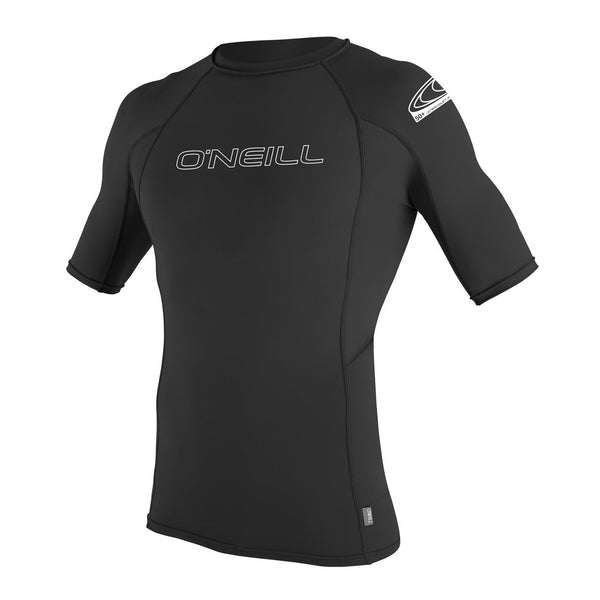 Used O'Neill Basic Skins Short Sleeve Rash Guard, Black, Size: Small - DIPNDIVE