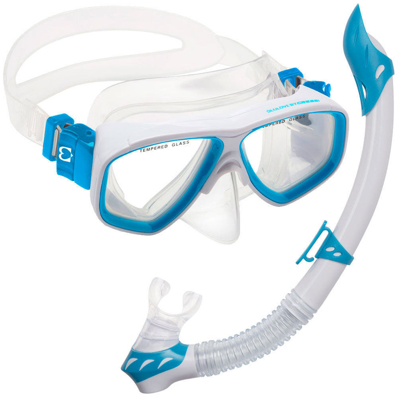 Open Box Cressi Rocks Kids Combo Packages-White / Light Blue - DIPNDIVE