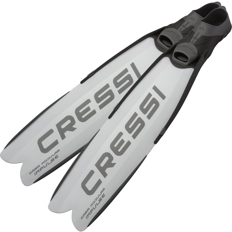 Used Cressi Gara Modular Impulse Fins for Freediving - White, Size: 38/39 - DIPNDIVE