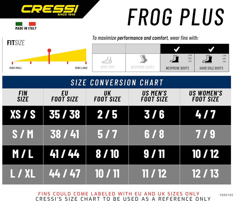Used Cressi Frog Plus Open Heel Fins - Black / White-MDLG (M:9-11 W:10-12) - DIPNDIVE